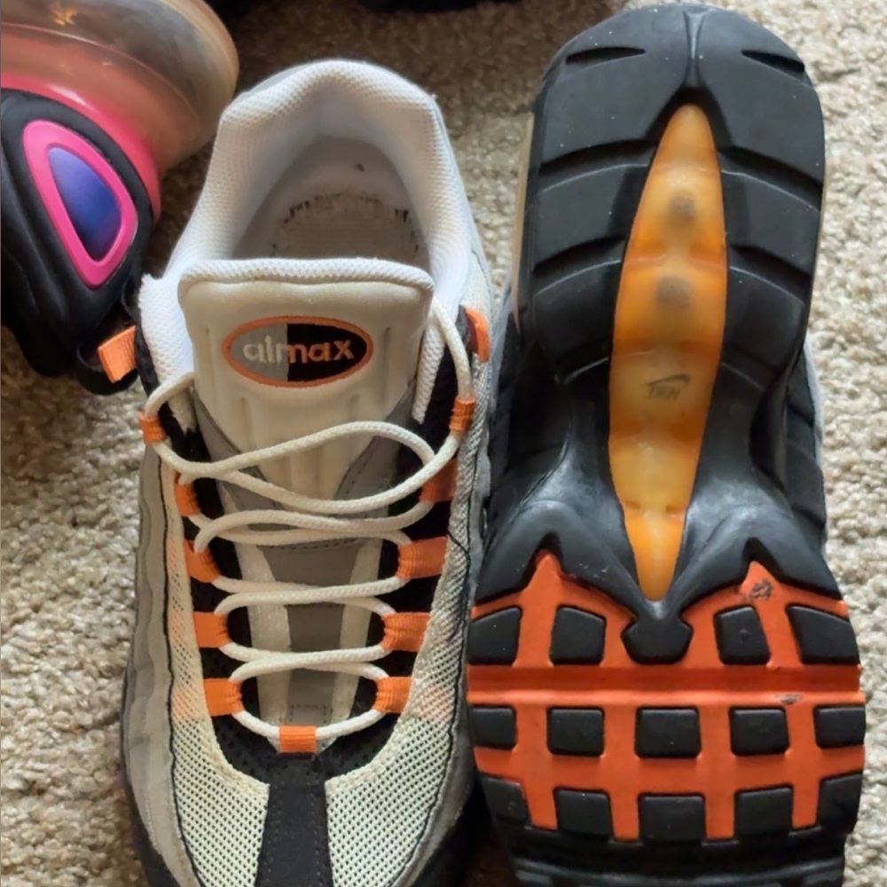 Nike Air Max White and Orange Athletic Shoes